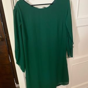 Grace Karin Green formal dress with lit sleeve draped arms